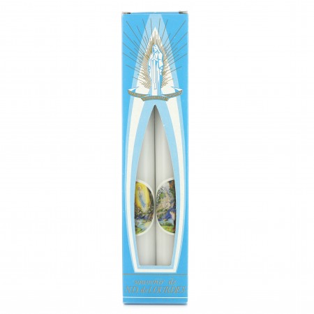 Set di due candele dell'Apparizione di Lourdes 18cm