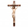 Crucifix in raw wood effect with Christ in coloured resin 61cm