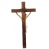 Crucifix in raw wood effect with Christ in coloured resin 61cm