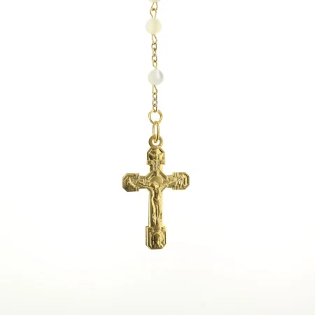 Gold-plated rosary with mother-of-pearl beads
