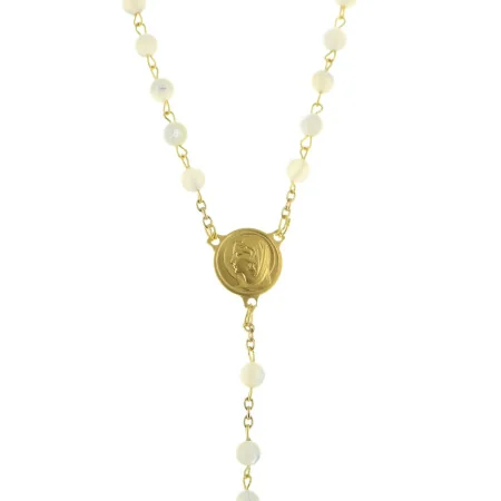 Gold-plated rosary with mother-of-pearl beads