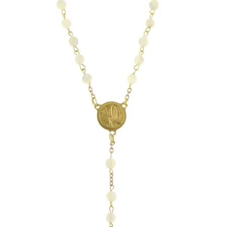 Gold-plated rosary with mother-of-pearl beads