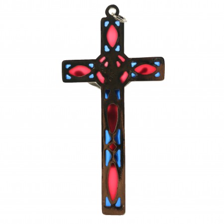 Croix du Saint esprit avec fond en vitrail coloré