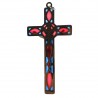 Cross of the Holy Spirit with coloured stained glass background