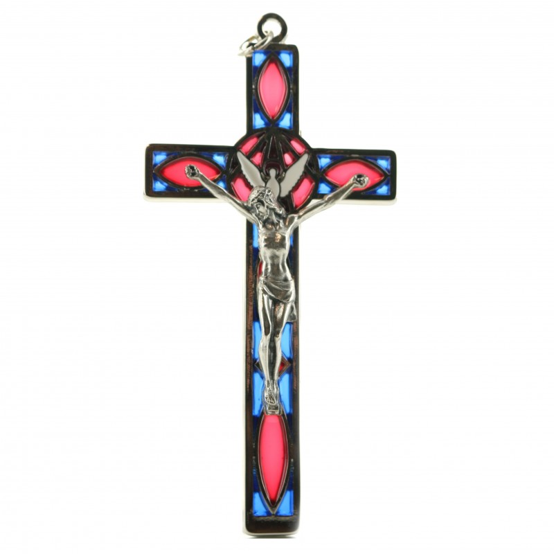 Croix du Saint esprit avec fond en vitrail coloré Croix du Saint esprit avec fond en vitrail coloré