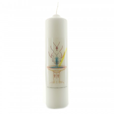 White baptism candle decorated 5x20cm