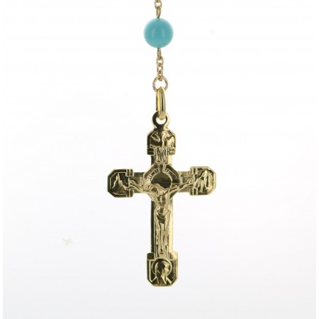 Gold-plated rosary with Turquoise stone beads