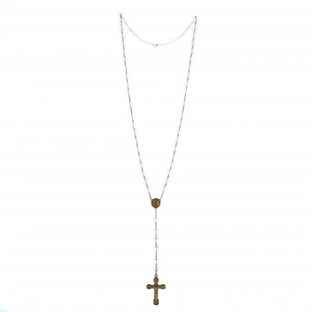 Gold-plated rosary with black agate stones