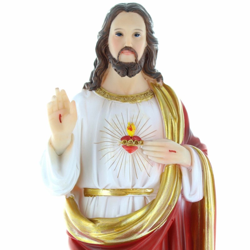 Statue of the Sacred Heart of Jesus in coloured resin 40cm