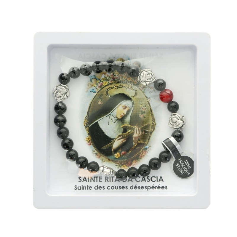 Bracelet of Saint Rita with semi-precious stones