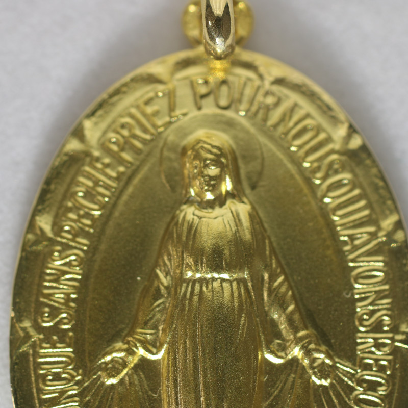 Pendentif Vierge Marie Médaille Miraculeuse En Or Jaune 14 Carats – Ovale, Neuf Avec étiquettes