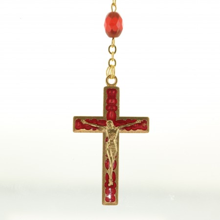 Chapelet Doré avec grains en Nacre et croix colorée