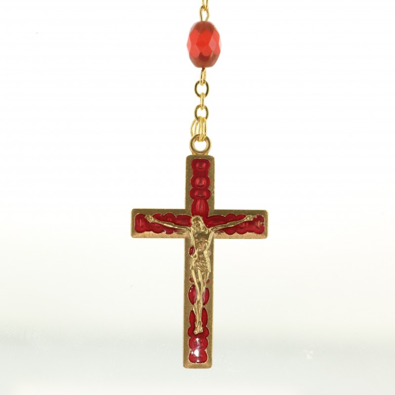 Chapelet Doré avec grains en Nacre et croix colorée