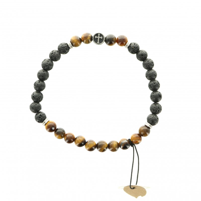 Bracelet with lava stone and tiger eye