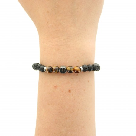 Bracelet with lava stone and tiger eye
