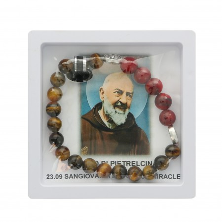 Bracelet de Saint Padre Pio en pierres semi-précieuses