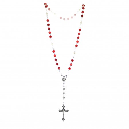 Glass rosary of the Precious Blood with decorated box