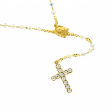 Gold rosary with Swarovski crystal beads