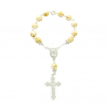 Decina rosario d'argento con l'apparizione di Lourdes