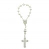 Decina rosario in argento con strass e apparizione di Lourdes
