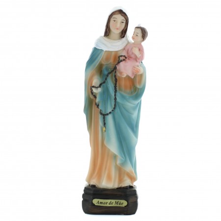 Statue Notre Dame du Rosaire à l'enfant en résine 21 cm