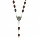 Wooden Bernadette rosary on silver chain