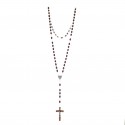 Wooden Bernadette rosary on silver chain