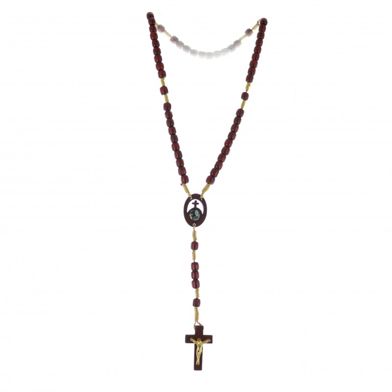 Red varnished wooden rosary of the Apparition