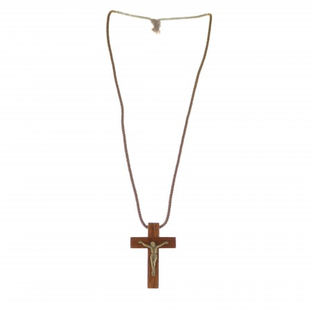 Collana di pizzo con croce di legno