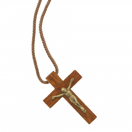 Collana di pizzo con croce di legno