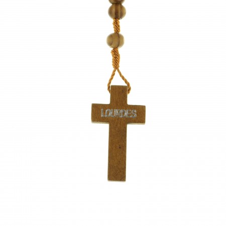 Olive wood rosary with illustration of Christ