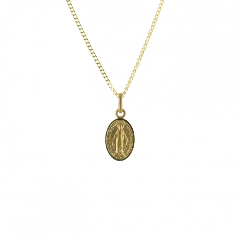 Gold-plated set with a 10mm diamond Miraculous Medal