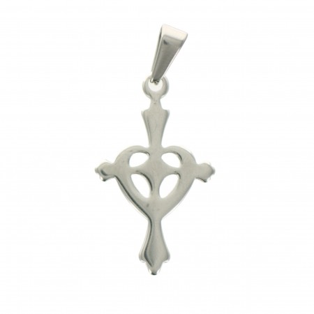 Metal cross with heart decoration 30mm