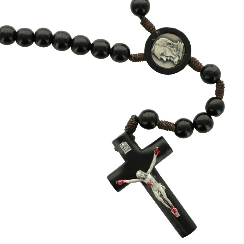 Padre Pio black wooden rosary