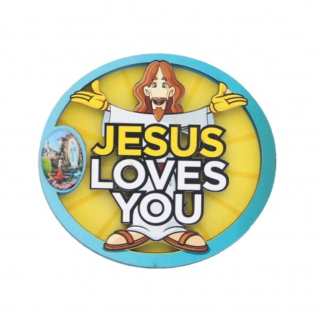 Jesus Loves You magnet with Lourdes Apparition
