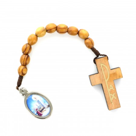Olive wood rosary with medal of the Apparition