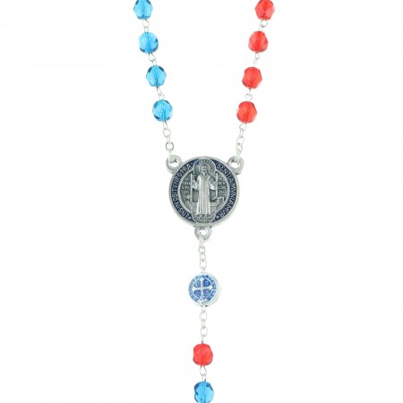 Enamelled glass rosary of Saint Benedict with its box