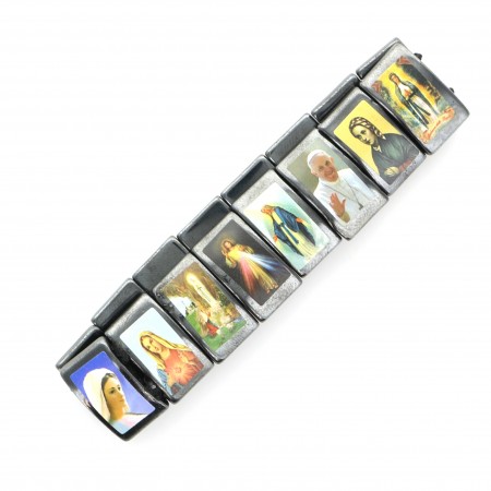 Hematite bracelet with religious illustrations