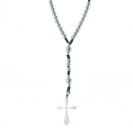 Rosary necklace with silver beads