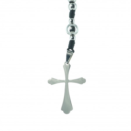 Stainless Steel Rosary necklace with silvery beads