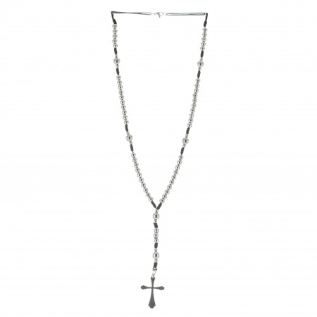 Collana rosario con grani d'argento