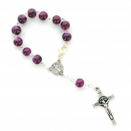 Saint Benedict rosary with coloured beads