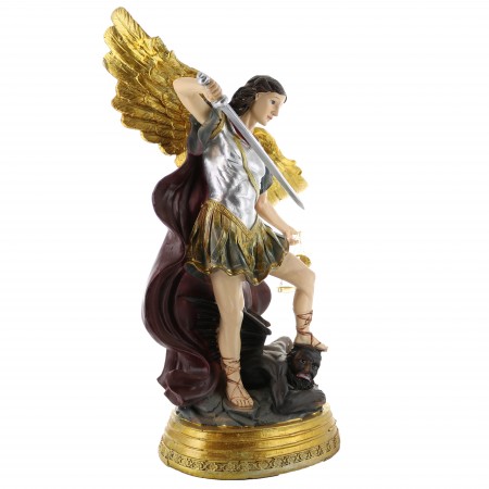 Statue of Saint Michael 40 cm in coloured resin hand painted