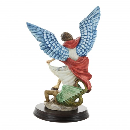 Statue de Saint michel contre le démon 20cm en résine colorée