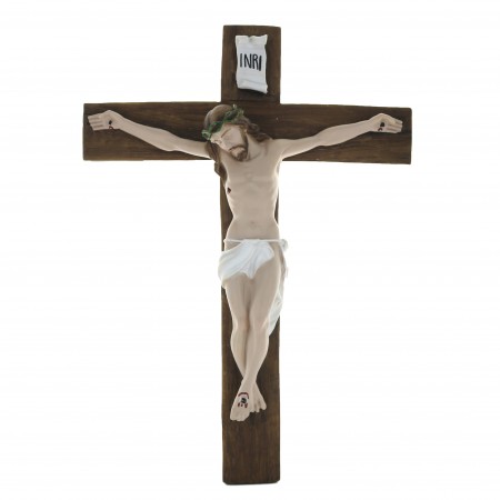 Crucifix à suspendre de 40 cm en résine colorée