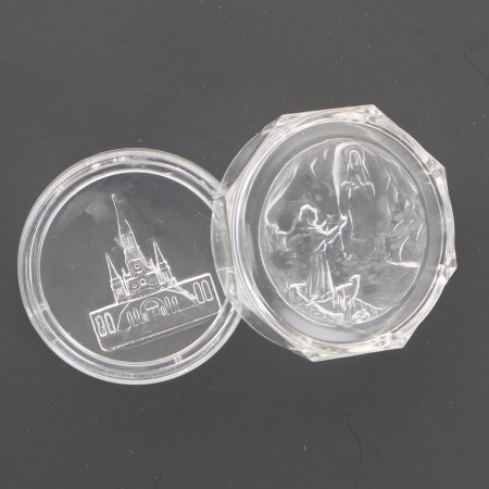 Transparent rosary box with Apparition of Lourdes
