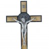 Crocifisso di San Benedetto in legno d'ulivo e metallo 20 cm