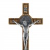 Crucifix de Saint Benoît en bois d'olivier 21 cm