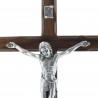 Varnished wooden Crucifix with silver Christ 25 cm