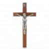 Wooden Crucifix with silver Christ 20 cm